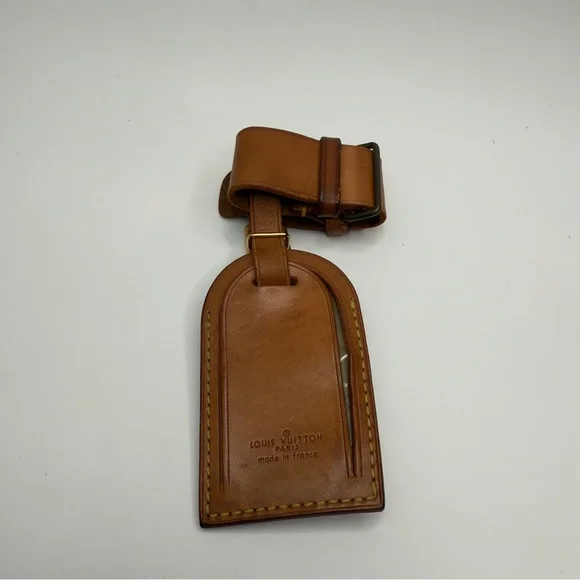 ❌Sold❌Louis Vuitton ~ Vachetta Brown Leather Luggage ID Name Tag & Poignet - Picture 1 of 2